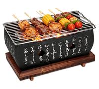 Gril de barbecue japonais, plateau de table pour barbecue, avec base en bois et plaque pour charbon de bois