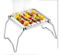 Gril de camping en acier inoxydable pliable Unyqoos®, avec grille de cuisson portable – grand grill compact pour l'extérieur, adapté au feu de bois, au charbon de bois, au gaz et aux réchauds de campi