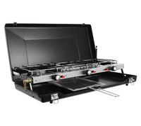 Gril de camping pliable - Barbecue à gaz pour l'extérieur - Gril portable pour feu de camp - Léger - Acier laminé à froid - Noir
