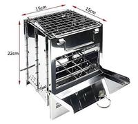 Gril de camping pliable - Gril en forme de cube - Acier inoxydable - Léger et portable - 14 x 14 x 21 cm - Sans allume-feu - Idéal pour le camping et les pique-niques