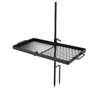Gril de camping rotatif robuste, grille et plaque de cuisson portables de 61 cm, maille en acier solide pour barbecue, réglable en hauteur à 360° pour utilisation au-dessus d'un foyer, idéal pour la c