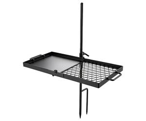 Gril de camping rotatif robuste, grille et plaque de cuisson portables de 61 cm, maille en acier solide pour barbecue, réglable en hauteur à 360° pour utilisation au-dessus d'un foyer, idéal pour la c