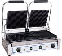 Gril de contact KBS, surface de cuisson 47 x 23 cm, nervurée sur le dessus et le dessous, 2 zones de température