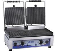 Gril de contact KBS, surface de cuisson 52 x 24 cm, dessus et dessous rainurés, 2 zones de chauffe, 230 volts
