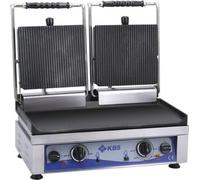 Gril de contact KBS, surface de cuisson 52 x 24 cm, rainurée sur le dessus et lisse en dessous, 2 zones de chauffe