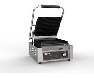 Gril de contact Saro PG 1 GG – plaque en fonte, rainurée sur le dessus et lisse en dessous, 1,8 kW
