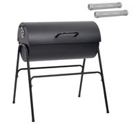 vidaXL Barbecue avec 2 grilles de cuisson, 3 pièces, 80 x 73 x 90 cm, métal, noir