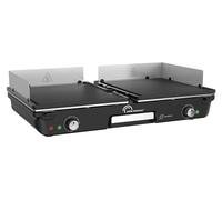 Gril électrique, 2 zones de cuisson, sans PFAS, 2000 W, noir