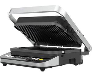 Gril électrique Aeno AEG0005, 2000 W, 6 programmes automatiques, plaques double face 320x220 mm, angle d'ouverture jusqu'à 180°, fonction décongélation, affichage LED, contrôle tactile, température ma