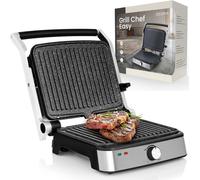 Gril électrique - Appareil à panini - Pour un grill impeccable - 2000W, chauffe rapidement - Surface de cuisson : 29x23,2 cm - Argenté