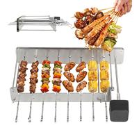 Gril électrique - appareil de cuisson pour kebabs - 10 brochettes - rotation automatique à 360° - en acier inoxydable - fonctionne sur USB - portable - revêtement antiadhésif, facile à nettoyer