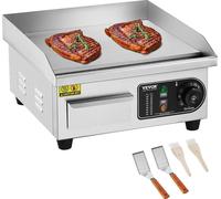 Gril électrique commercial - Gril de comptoir - Surface plate de 10 mm - 2000 W - Pour usage domestique et professionnel