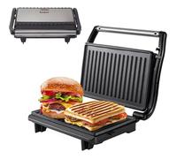 Gril Électrique Compact, Plaque Antiadhésive, Grille-Pain, Sandwichs, Viandes, Légumes Plaques Auto-Ajustables, Poignée Isot[PE326]