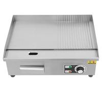 Gril électrique - Grill de table professionnel - 220V 3000W - Plaque de cuisson semi-plate - 55 x 43 x 24 cm - Acier inoxydable