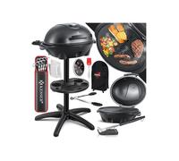 Barbecue électrique KESSER® 2 en 1 : barbecue de table - barbecue sur pied avec couvercle et socle | Puissance max. 2 400 watts | Thermomètre | Revêtement antiadhésif | Plaque de cuisson XXL | Tablett