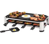 Gril électrique pour table - Ensemble gourmet - Plaque de cuisson - Repas conviviaux - Sans PFAS - 49x27 cm - Argent/Noir