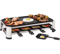 Gril électrique pour table - Ensemble gourmet - Plaque de cuisson - Repas conviviaux - Sans PFAS - 49x27 cm - Argent/Noir