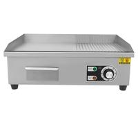 Gril électrique professionnel - Gril de table - 3000W, 220V - Acier inoxydable - Température réglable de 50 à 300°C - Plaque de cuisson de 55x43 cm - Réservoir de récupération des graisses de 0,5L - A