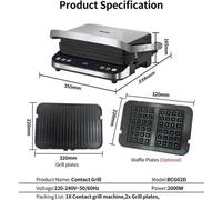 Gril multifonction, 6 programmes de cuisson, 2000 W