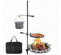Gril pivotant pour feu de camp, grille de cuisson robuste avec sac de transport, hauteur réglable pour la cuisson à feu ouvert, 55,9 x 38,1 cm