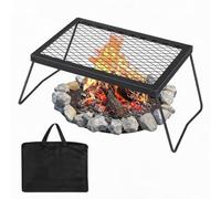 Gril pivotant pour feu de camp, grille de cuisson robuste avec sac de transport, hauteur réglable pour la cuisson à feu ouvert, 55,9 x 38,1 cm