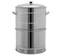 Gril portable - Gril à charbon de 40 cm - Gril rotatif vertical pour brochettes - Barbecue à faible émission de fumée - Pour 50 brochettes - Idéal pour le camping et le jardin - Argenté