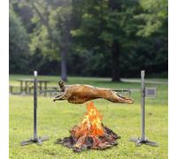 Gril pour cochon de lait - tournebroche/rotisserie - Acier inoxydable - Réglable en hauteur - Moteur 2,5 tr/min - Tension 220 V/50 Hz - Max. 40 kg - Argenté