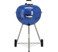Gril rond au charbon de bois, gril sphérique 54cm avec thermomètre, bleu