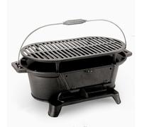Grill à Charbon de Bois Portable en Fonte, Doubles grilles | Surface antiadhésive naturelle, épaisse et solide, isolation thermique à double couche. Doubles grilles, poignée
