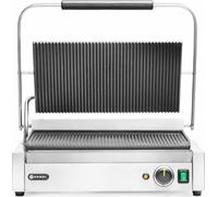 Panini Hendi avec grill de contact, doté d'une large surface de cuisson nervurée et d'un boîtier