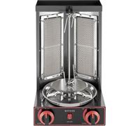Grill à kebab gyros - Grill électrique vertical - 3 kW - 2 brûleurs - Broche rotative - Pour la maison - Argent