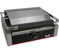 Grill à panini électrique KuKoo en acier inoxydable, grill à sandwich, grill de table, 2200 W, avec brosse de nettoyage métallique e et 2 bacs à graisse, 43 cm (L) x 31 cm (P) x 21,5 cm (H)