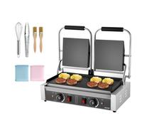 Grill à panini professionnel VEVOR, appareil à panini électrique 3600 W, double presse à sandwich en acier inoxydable, grill à panini avec contrôle de température, plaque émaillée plate 48 x 23 cm, po
