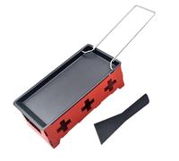 Grill au Fromage Mini Antiadhésif en Fer pour Camping Extérieur | Rouge, sans Électricité ni Gaz, Cuisson à Bougie, avec Grille, Plateau et Spatule