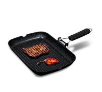 Poêle à griller Briebe GP1160 à induction, antiadhésive au titane, pour steaks, 34 x 24 cm, en fonte d'aluminium sans , noire