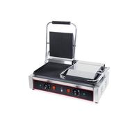 Grill contact électrique panini double - 3,6 kW (2x1,8 kW) - plaques sup. rainurées / inf. lisse - thermostat réglable