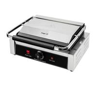Grill contact rainuré - Mega-M - 2300W - 230V - Idéal pour viandes, poissons, tortillas - Plaque en fonte rainurée