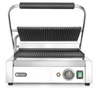 Grill de contact Panini rainuré en haut et en bas, longueur : 430 mm, largeur : 370 mm