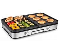 Grill de table électrique COSTWAY, 2000 W, avec pare-éclaboussures, 2 thermostats, 6 réglages de température et bac de récupération, grill à plaque compact