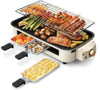 Grill de table électrique Teppanyaki avec plaque antiadhésive, thermostat et grille