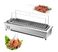 Grill électrique commercial 16 brochettes,machine à kebab sans fumée de comptoir de 3400 W avec température réglable,four rotatif automatique en acier inoxydable pour barbecue de restaurant à domicile