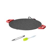 Grill Electrique D'Intérieur - Poêle Ronde Portable Antiadhésive,Petit Gril D'Intérieur Avec Pinceau À Huile Et Pinces De Barbecue,Pour Cuisine, Barbecue, Petit-Déjeuner, Cuisson, Steak, Pancake, Burg