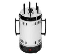 Grill électrique - Grill rotatif vertical pour kebabs/brochettes - 6 brochettes - 1 000 W - 220–240 V - Jusqu'à 500 °C - Acier inoxydable - 20 × 37,5 cm - Argent