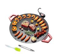 Grill Électrique - Poêle Ronde Portable Antiadhésive - Grill De Table Avec Pinceau À Huile Et Pinces À Barbecue,Pour Cuisine Cuisson Petit-Déjeuner Steak Pancake Burger