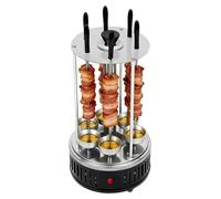 Grill électrique vertical avec rôtissoire - SW-6 - 1 000 W - Prise européenne 220–240 V - 400–500 °C - 20 × 37,5 cm - Acier inoxydable 304/201 - Modèle sur pied - Noir