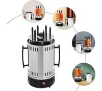 Grill électrique vertical - Grill à broches rotatives pour shawarma/kebab avec 6 broches - 1 000 W - Rotation automatique - 400–500 °C - 20 × 37,5 cm - Acier inoxydable 304/201 - 220 V, prise européen
