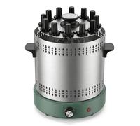Grill électrique vertical - Grill à kebab / grill à brochettes - 1200 W - 12 brochettes - broche rotative automatique - en acier inoxydable - bac de récupération des graisses - vert