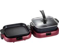 Grill et marmite 2-en-1 électrique, 2100 W, dimensions : 70 x 29 x 25,5 cm, cuve intégrée, en fonte d'aluminium