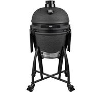 Grill GURU Prime Large, barbecue kamado en charbon de bois, finition noire mate, en céramique avec thermomètre intégré au couvercle, grille de cuisson en acier inoxydable de 46 cm, 2 niveaux de réglag