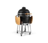 Grill Kamado - Kingsize - Barbecue à charbon - Thermomètre - Barbecue fumoir - Thermomètre - Autonettoyant - Paroi en céramique - Noir